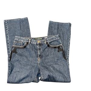 Lauren Ralph Lauren Embroidered Blue Denim Jeans size 12 vintage
